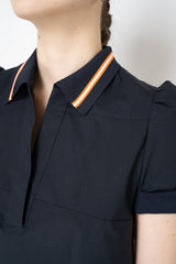 Dorothee Schumacher Cotton Poplin Short Sleeve Polo Dress in Navy Vancouver. Shop Online or in Store.