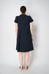 Dorothee Schumacher Cotton Poplin Short Sleeve Polo Dress in Navy Vancouver. Shop Online or in Store.