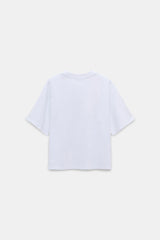 Dorothee Schumacher Cotton T-shirt with Signature Floral Print in White Vancouver. Shop Online or in Store.