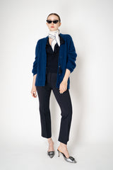 Dorothee Schumacher Cotton Wool Knit Sleeveless top with Tassle Details in Navy Vancouver. Shop Online or in Store