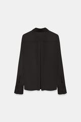 Dorothee Schumacher Crepe Sheer Blouse with Georgette Front in Black Vancouver. Shop Online or in Store.