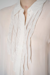 Dorothee Schumacher Crepe Sheer Blouse with Georgette Front in White Vancouver. Shop Online or in Store.