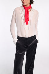 Dorothee Schumacher Crepe Sheer Blouse with Georgette Front in White Vancouver. Shop Online or in Store.