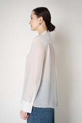 Dorothee Schumacher Crepe Sheer Blouse with Georgette Front in White Vancouver. Shop Online or in Store.