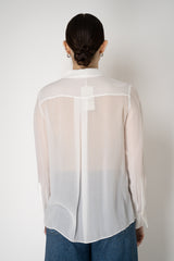 Dorothee Schumacher Crepe Sheer Blouse with Georgette Front in White Vancouver. Shop Online or in Store.