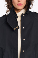 Dorothee Schumacher Cropped Cotton Trench with Insulated Interior in Black Vancouver. Shop Online or in Store.