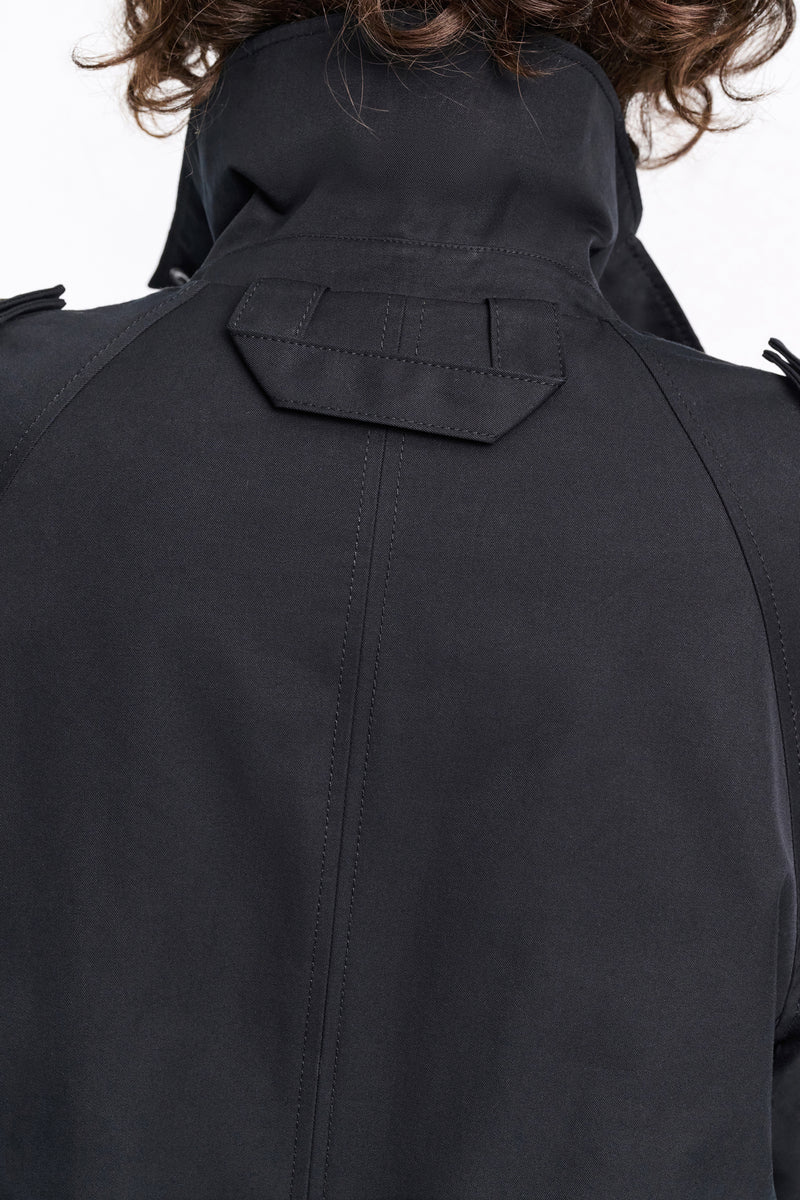 Dorothee Schumacher Cropped Cotton Trench with Insulated Interior in Black Vancouver. Shop Online or in Store.