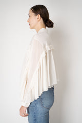 Dorothee Schumacher Cropped Crepe Blouse with Ruffle Batwing Sleeves in Ivory Vancouver. Shop Online or in Store