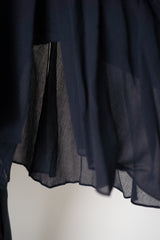Dorothee Schumacher Cropped Crepe Blouse with Ruffle Batwing Sleeves in Navy Vancouver. Shop Online or in Store