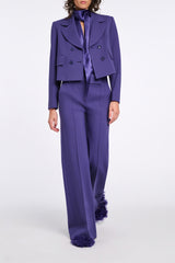 Dorothee Schumacher Cropped Double Breasted Blazer in Punto MiIano in Iris Vancouver. Shop Online or in Store.