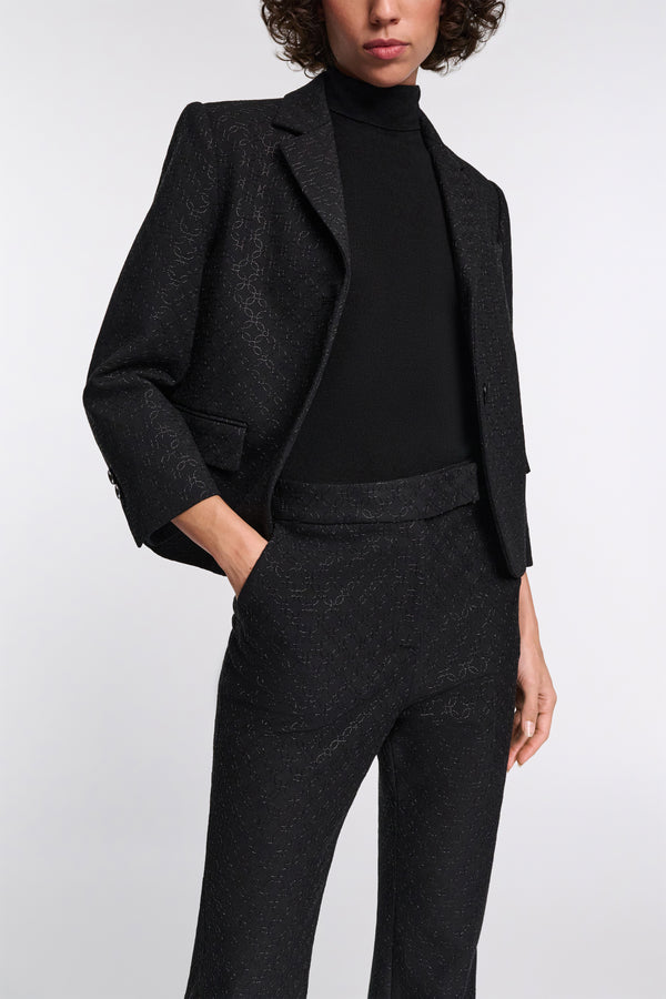 Dorothee Schumacher Cropped Embroidered Punto Milano Jacket in Black Vancouver. Shop Online or in Store.