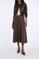 Dorothee Schumacher Cropped Mini Leather Blouson Jacket in Black Chocolate Vancouver. Shop Online or in Store.