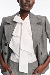 Dorothee Schumacher Cropped Virgin Wool Boxy Blazer in Pepper and Salt Vancouver. Shop Online or in Store.