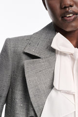 Dorothee Schumacher Cropped Virgin Wool Boxy Blazer in Pepper and Salt Vancouver. Shop Online or in Store.