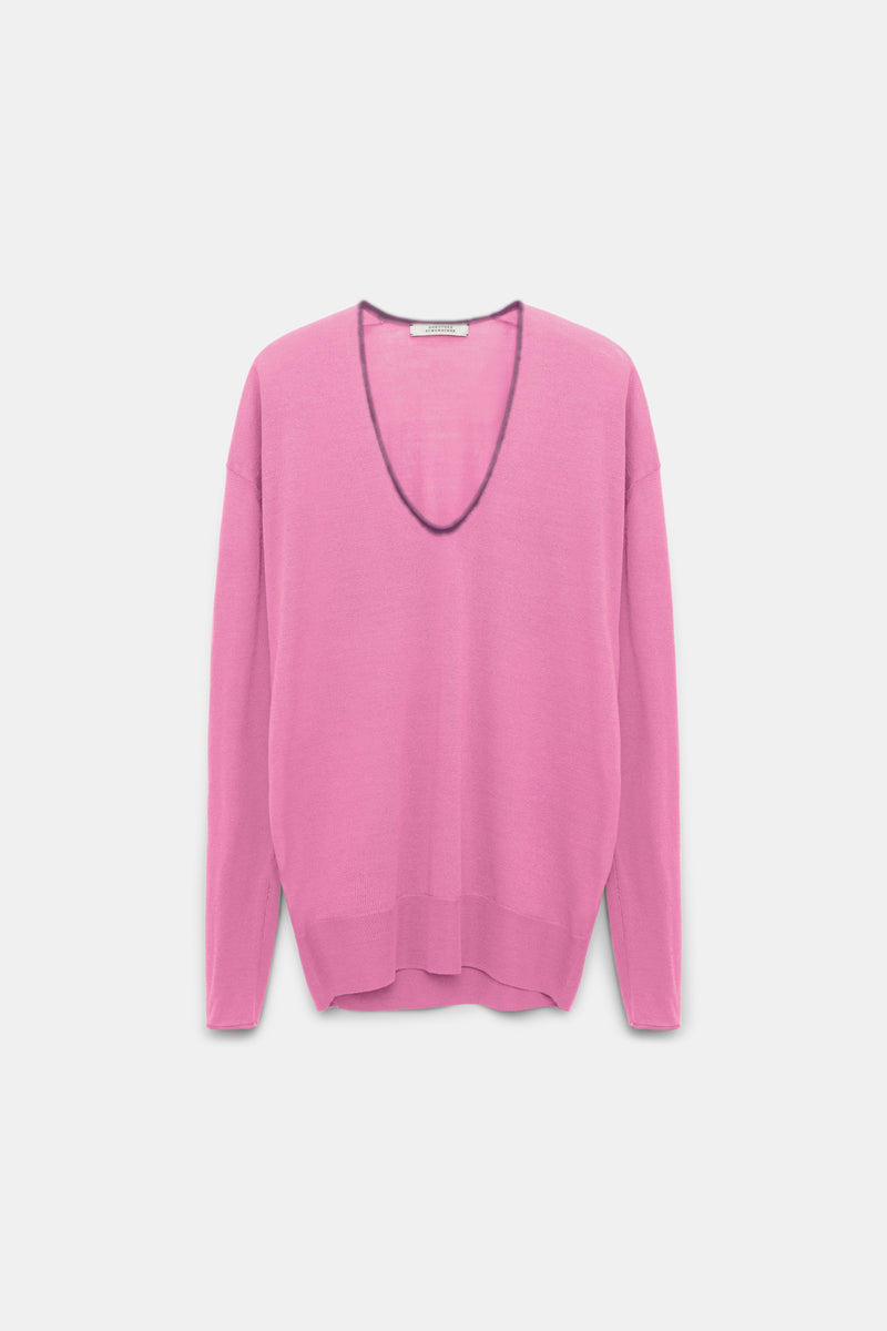 Dorothee Schumacher Deep U-Neck Pullover in Pink Vancouver. Shop Online or in Store.