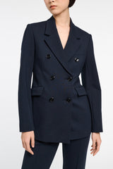 Dorothee Schumacher Double Breasted Blazer in Punto Milano in Black Vancouver. Shop Online or in Store.