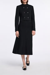 Dorothee Schumacher Double Breasted Cropped Knit Jacket in Black Vancouver. Shop Online or in Store.