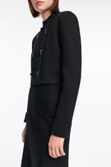 Dorothee Schumacher Double Breasted Cropped Knit Jacket in Black Vancouver. Shop Online or in Store.