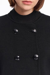 Dorothee Schumacher Double Breasted Cropped Knit Jacket in Black Vancouver. Shop Online or in Store.
