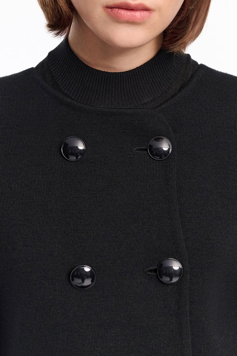 Dorothee Schumacher Double Breasted Cropped Knit Jacket in Black Vancouver. Shop Online or in Store.