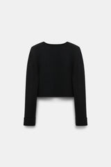 Dorothee Schumacher Double Breasted Cropped Knit Jacket in Black Vancouver. Shop Online or in Store.
