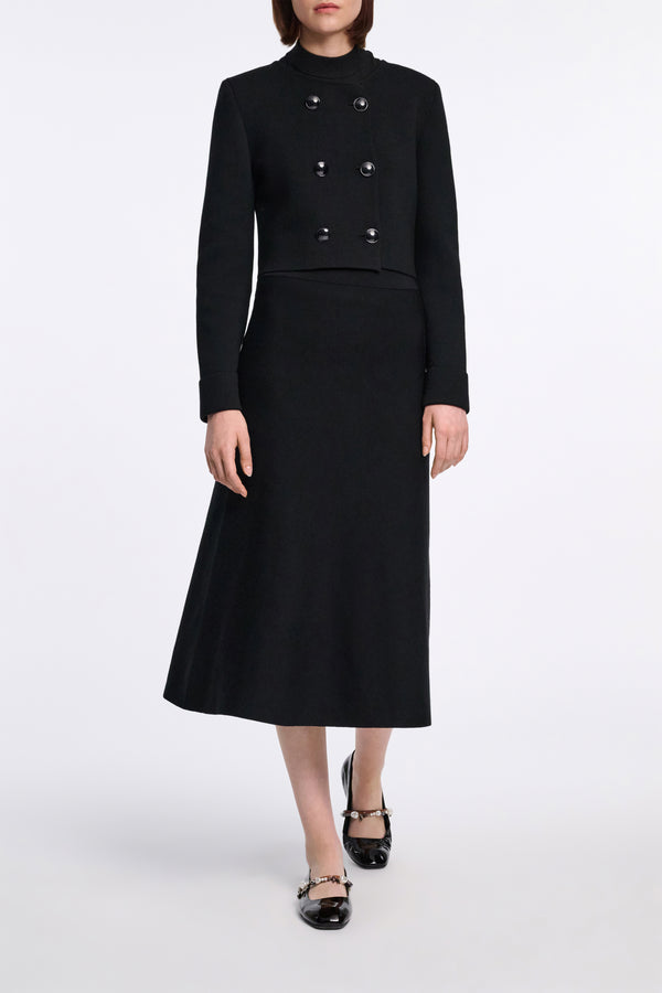 Dorothee Schumacher Double Breasted Cropped Knit Jacket in Black Vancouver. Shop Online or in Store.