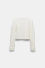 Dorothee Schumacher Double Breasted Cropped Knit Jacket in White Vancouver. Shop Online or in Store.
