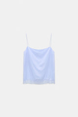 Dorothee Schumacher Double Layer Lingerie-Style Camisole in Habotai Silk in Light Blue Vancouver. Shop Online or in Store.