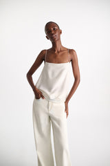 Dorothee Schumacher Double Layer Lingerie-Style Camisole in Habotai Silk in White Vancouver. Shop Online or in Store.