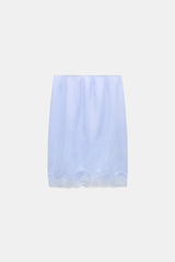 Dorothee Schumacher Double Layer Silk Habotai Lingerie-Style Skirt in Light Blue Vancouver. Shop Online or in Store.