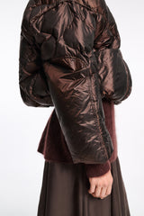 Dorothee Schumacher Down Jacket with Faux Fur Collar in Chocolate Vancouver. Shop Online or in Store.