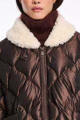 Dorothee Schumacher Down Jacket with Faux Fur Collar in Chocolate Vancouver. Shop Online or in Store.