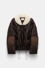 Dorothee Schumacher Down Jacket with Faux Fur Collar in Chocolate Vancouver. Shop Online or in Store.