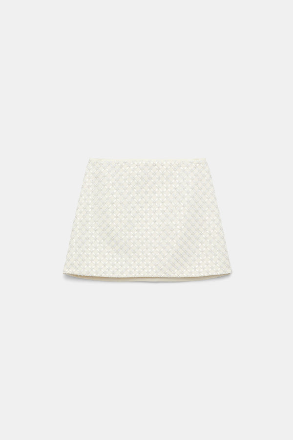 Dorothee Schumacher Duchesse Sequin Embellished Mini Skirt in White Vancouver. Shop Online or in Store.