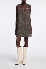 Dorothee Schumacher Embellished A-line Dress in Chocolate Tweed Vancouver. Shop Online or in Store.