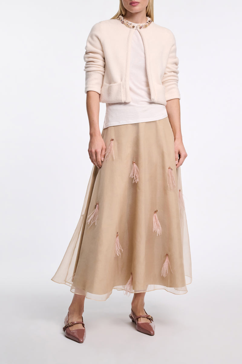 Dorothee Schumacher Embellished Cashmere Cardigan in Off-White Vancouver. Shop Online or in Store.