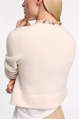 Dorothee Schumacher Embellished Cashmere Cardigan in Off-White Vancouver. Shop Online or in Store.