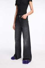 Dorothee Schumacher Extra Long Wide Leg Jeans in Black Wash Vancouver. Shop Online or in Store.