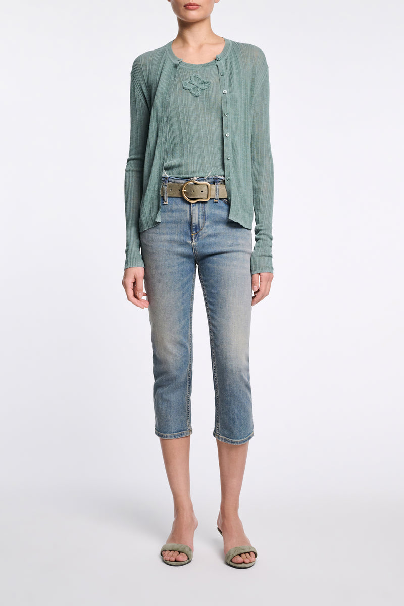 Dorothee Schumacher Fitted Capri Jeans with Frayed Waist Vancouver. Shop Online or in Store.