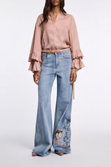 Dorothee Schumacher Flared Jeans with Floral Embroidery Vancouver. Shop Online or in Store