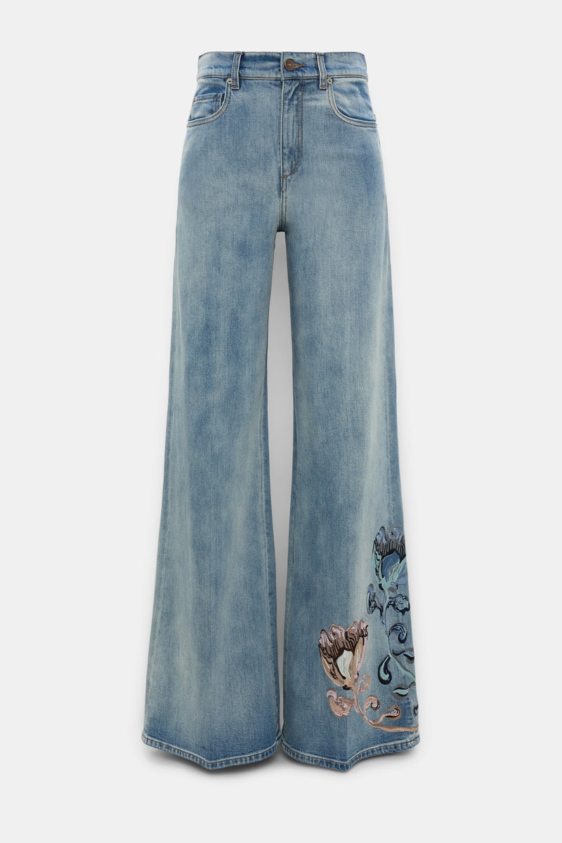 Dorothee Schumacher Flared Jeans with Floral Embroidery Vancouver. Shop Online or in Store