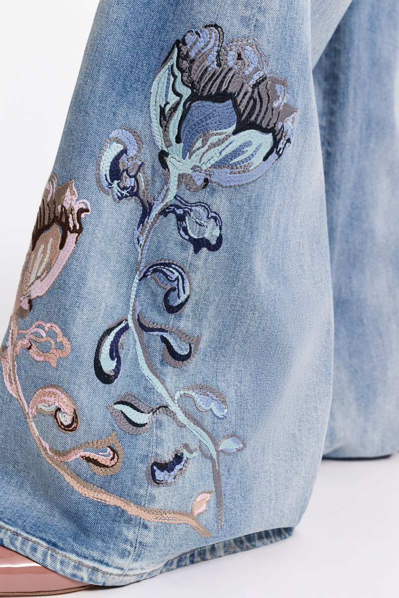 Dorothee Schumacher Flared Jeans with Floral Embroidery Vancouver. Shop Online or in Store