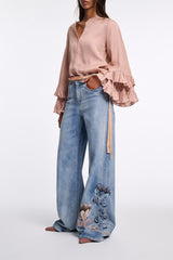 Dorothee Schumacher Flared Jeans with Floral Embroidery Vancouver. Shop Online or in Store