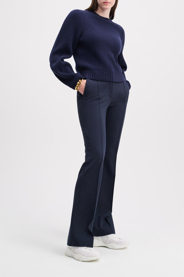 Dorothee Schumacher Flared Pants in Punto Milano in Navy Vancouver. Shop Online or in Store.