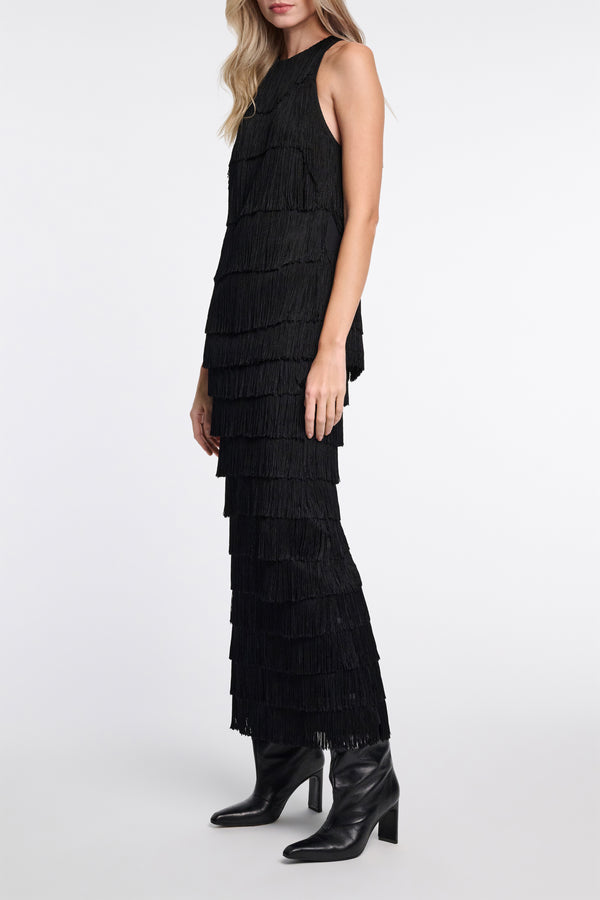 Dorothee Schumacher Fringed Skirt in Punto Milano in Black Vancouver. Shop Online or in Store.