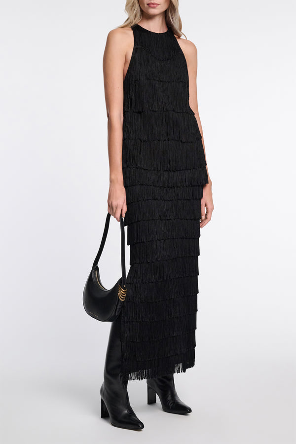Dorothee Schumacher Fringed Skirt in Punto Milano in Black Vancouver. Shop Online or in Store.