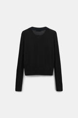 Dorothee Schumacher Fuzzy Trim Knit Virgin Merino Cardigan with Tie Scarf in Black Vancouver. Shop Online or in Store.