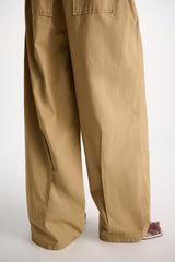 Dorothee Schumacher Garment Washed Cotton Poplin Pleated Pants in Brown Vancouver. Shop Online or in Store.