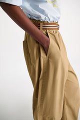 Dorothee Schumacher Garment Washed Cotton Poplin Pleated Pants in Brown Vancouver. Shop Online or in Store.