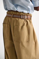 Dorothee Schumacher Garment Washed Cotton Poplin Pleated Pants in Brown Vancouver. Shop Online or in Store.